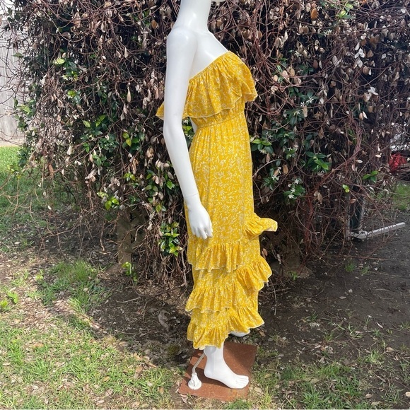 💋Yidarton Strapless Split Bottom Ruffle Top Midi Dress Size Small - Picture 5 of 9